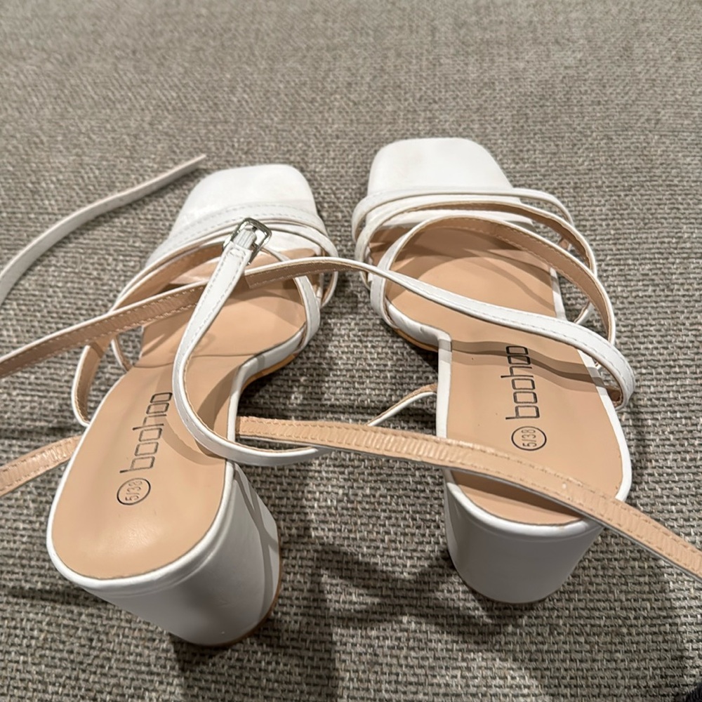 Worn once white boohoo sandles